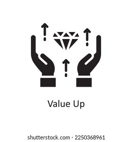 Value Up Vector Solid Icon Design illustration. Product Management Symbol on White background EPS 10 File