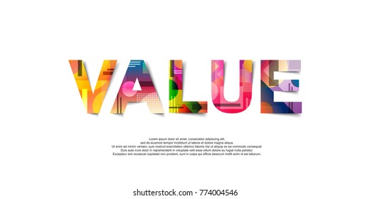 
Value Word Creative Design Concept . Modern Vector Illustration Concept Of Word Value