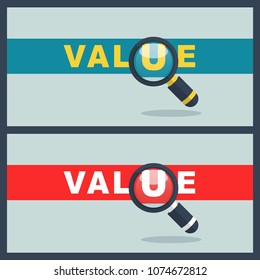 value word with magnifier concept