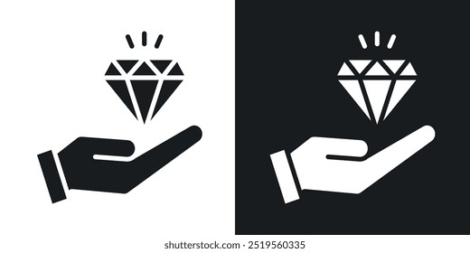 Conjunto de iconos de Vector de línea de valores en estilo sólido y de contorno.