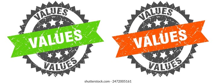 values grunge stamp set. values band sign