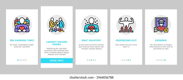 Values Human Life Onboarding Mobile App Page Screen Vector. Love And Friendship, Health And Strength, Safety And Tranquility, Success And Power People Values Illustrations