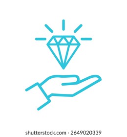Values Icon, Floating Diamond Above Hand, Isolated on white background.