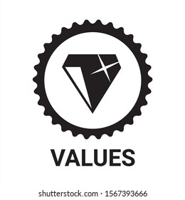 Values icon. Web page template. Modern flat design concept. Diamond icon. 
