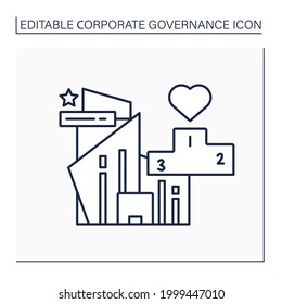 Values Line Icon. Core Values. Guiding Principles And Fundamentals For Working As Teams And Working Toward Common Goals. Corporate Governance Concept. Isolated Vector Illustration. Editable Stroke