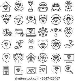 Values vector icon set. Jewel illustration sign collection. Diamond symbol. Rich web icon.