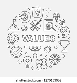 Values vector round concept minimal outline illustration