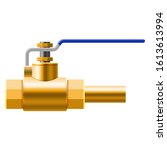 Valve ball, fittings, pipes of metal bronze, copper piping system. Valve water, oil, gas pipeline, pipes sewage. Construction and industrial pressure technology plumbing. Vector illustration realistic