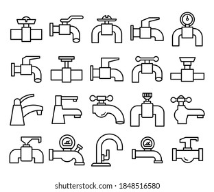 diseño de línea de iconos de tubería de válvula, grifo e hidrógeno