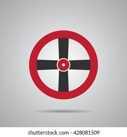 Valve Gas Pipe Taps Icon  red Vector Illustration