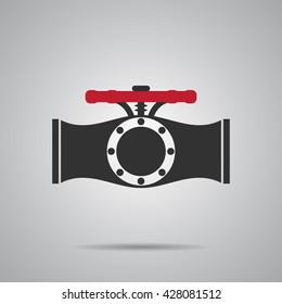 Valve Gas Pipe Taps Icon.  red Vector Illustration