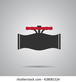 Valve Gas Pipe Taps Icon red Vector Illustration