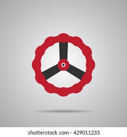 Valve Gas Pipe Taps Icon  red  Vector Illustration