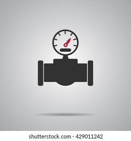 Valve Gas Pipe Taps Icon. Pipeline Valve red Icon Vector Illustration