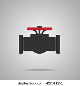 Valve Gas Pipe Taps Icon. Pipeline Valve red Icon Vector Illustration
