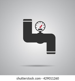 Valve Gas Pipe Taps Icon red Vector Illustration