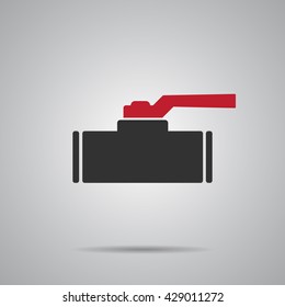 Valve Gas Pipe Taps Icon. red  Vector Illustration