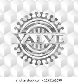 Valve grey badge with geometric cube white background