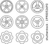 Valve handwheel icons set. Vector thin line