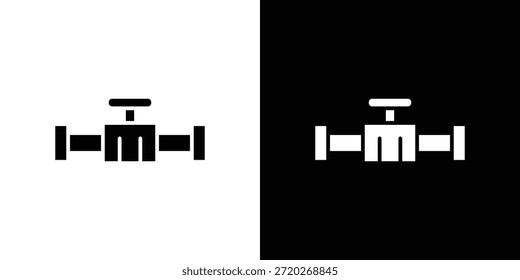 Icono de válvula. Icono de diseño plano simple en blanco y negro