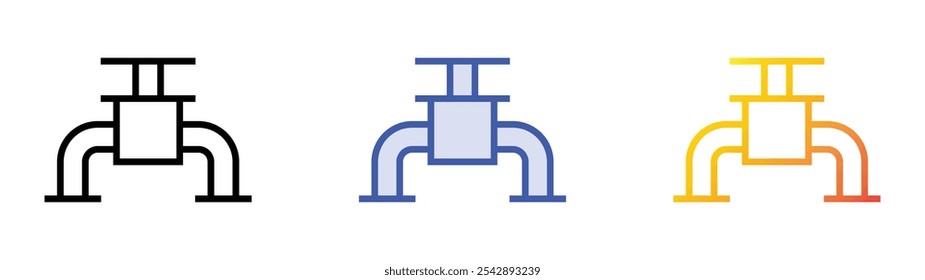 ícone de válvula. Design de estilo linear, preenchimento azul e gradiente isolado em plano de fundo branco