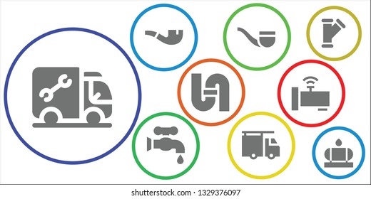 valve icon set. 9 filled valve icons.  Simple modern icons about  - Plumber, Pipe, Faucet, Water tank