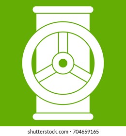 Valve icon white isolated on green background. Vector illustration