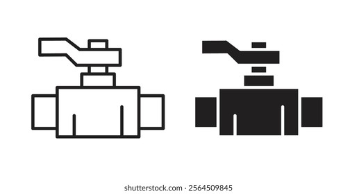 Valve icons in flat and line style set.