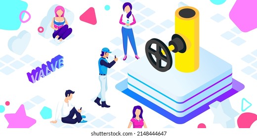 Valve isometric design icon. Vector web illustration. 3d colorful concept