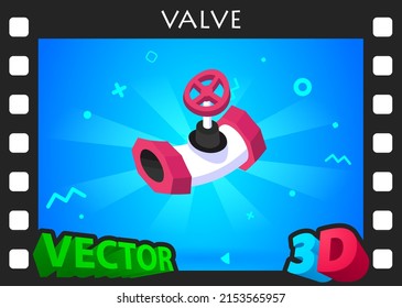 Valve isometric design icon. Vector web illustration. 3d colorful concept