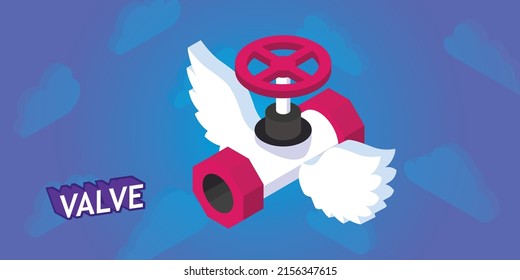 Valve isometric design icon. Vector web illustration. 3d colorful concept