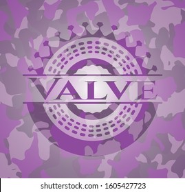 Valve pink on camouflaged pattern. Vector Illustration. Detailed.