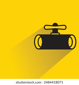 icono de válvula y tubería con sombra sobre fondo amarillo
