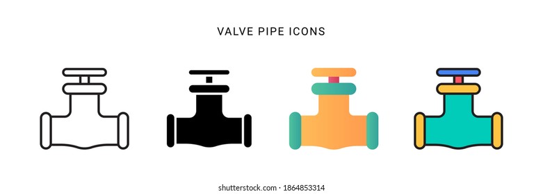 valve pipe icon vector with different style design. isolated on white background