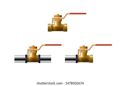 Valve for pipe. Plastic tube fitting. Vector illustration.