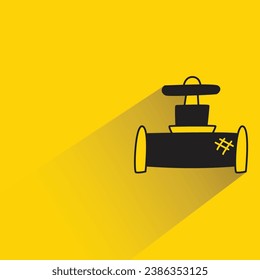 valve and pipe with shadow on yellow background