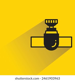 valve and pipeline icon with shadow on yellow background