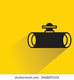 icono de válvula y tubería con sombra sobre fondo amarillo
