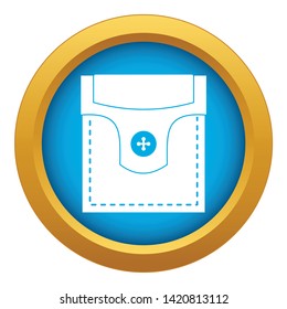 Valve pocket with button icon blue vector isolated on white background for any design