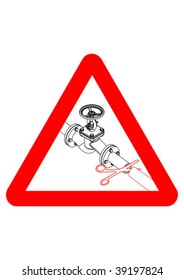 Valve with scissors sign - vector illustration