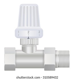 Valve and thermostat. Vector isolated on white.