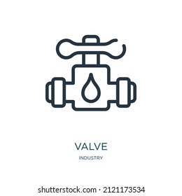 valve thin line icon. industry, fuel linear icons from industry concept isolated outline sign. Vector illustration symbol element for web design and apps.