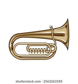 valve tuba cartoon. mouthpiece bell, concert symphony, ensemble performance valve tuba sign. isolated symbol vector illustration