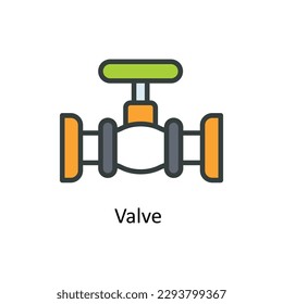 Iconos del contorno de llenado del vector de válvulas. Material gráfico simple