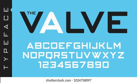 The Valve Vector Futuristic Decorative Font Design, Alphabet, Typeface, Typography, Letters And Numbers. Swatch Color Control.