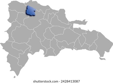 VALVERDE DEPARTMENT MAP STATE OF Dominican Republic 3D ISOMETRIC MAP