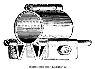 Valves are the mechanical device that controls the flow and pressure within a system or process. They are essential components of a piping system, vintage illustration. Bicycle Accessories - 1900