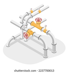 Válvulas y técnicos de tuberías electrodomésticos de mantenimiento de servicios de ingeniería para la industria de gasolineras de la estación de bombeo de gas y el sistema de transporte de gas vector isométrico aislado