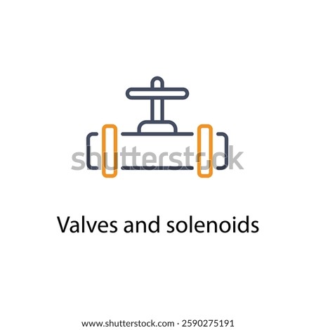 Valves and solenoids vector icon stock illustration
