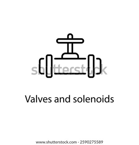 Valves and solenoids vector icon stock illustration